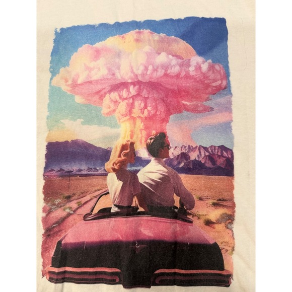 Other - retro aesthetic graphic tee pink mushroom cloud vintage vibe unisex Sz M